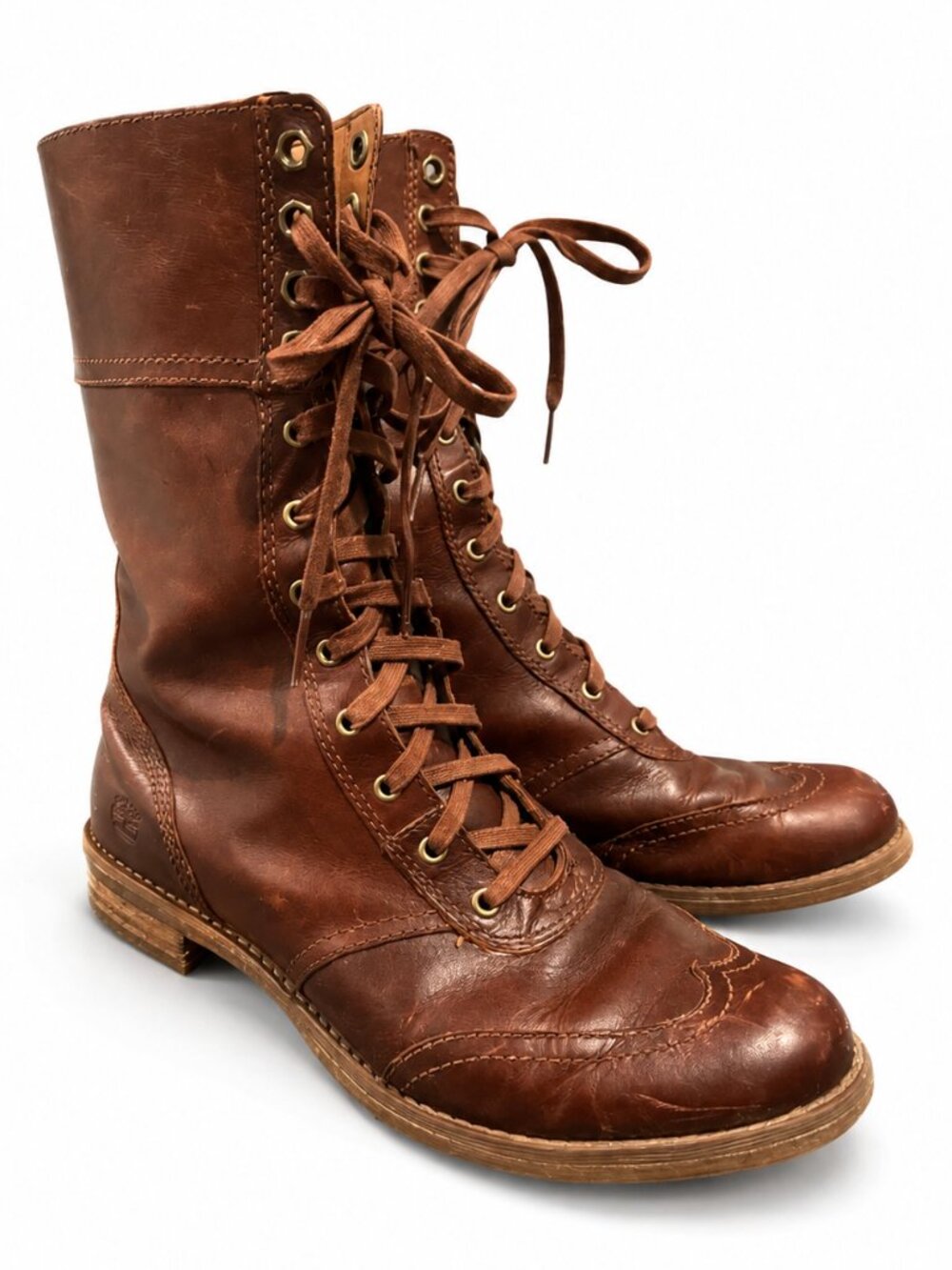 Timberland Earthkeepers Savin Hill Boots Women’s 7.5 Brown Leather Lace Up Mid C